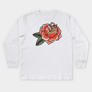 American Traditional Rose Tattoo Kids Long Sleeve T-Shirt